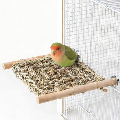 Handwoven Straw Reptile Hammock Breathable Woven Durable Bird Swing Mat Eco-Friendly Chewable Pet Grass Cushion
