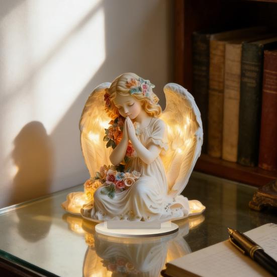 Prayer Angel Table Sign 2D Flat Acrylic Angel Desktop Ornament for Tabletop Shelf Entryway