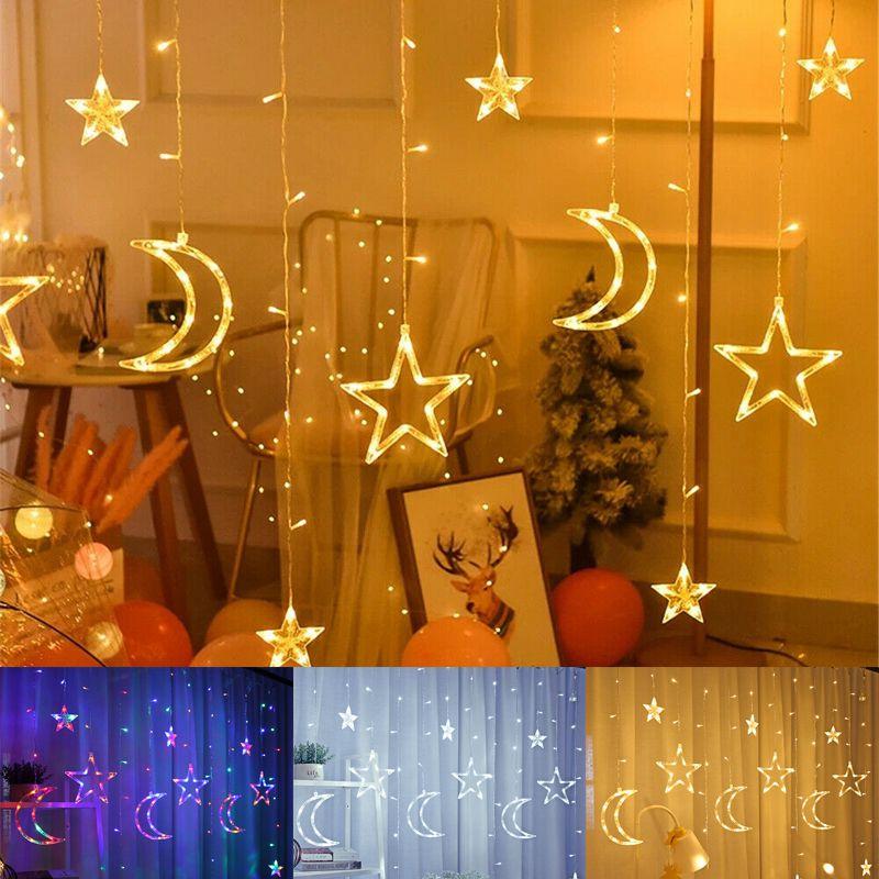 Enchanting 3.5m Twinkling Star Moon Led Curtain Light For Magical Home Decor