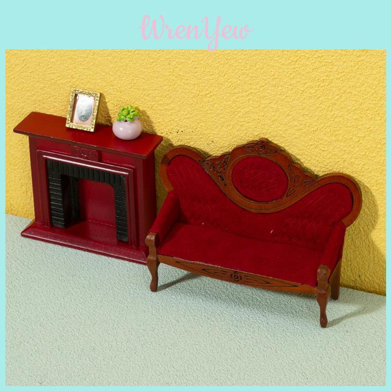 Walnut Finish American Style Wooden Dollhouse Furniture For Kids Playroom