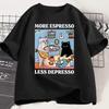 More Espresso Less Depresso Black Cat Tshirt Unisex Women Funny Coffee Cat T Shirt Casual Summer Cotton Short Sleeve Tshirt Tops