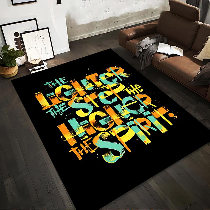 Motivational Quote Printed Carpet with Colorful Text On Black Background Suitable for Use As an Anti-slip for Living Room Bedroom Sofas