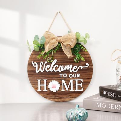 Artificial Flower Wooden Door Decoration Hanging DIY Magnetic Letter Home Holiday Decoration Door Hanging Board