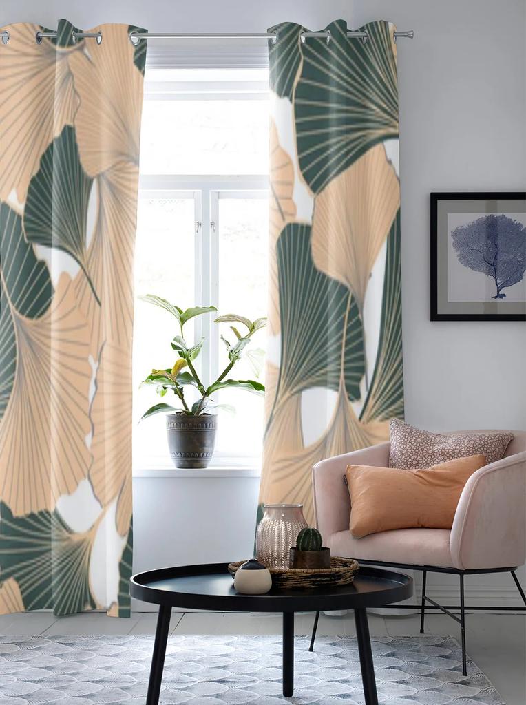 Ginkgo Leaf Pattern Bedroom High Curtains Children Room Home Shading Window Drape Living Curtain Blackout Made Of Polyester Great Treatment