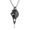 Gothic Vintage Norse Gods Odin Raven Skull Pendant Necklace for Men Fashion Punk Hip Hop Rock Jewelry