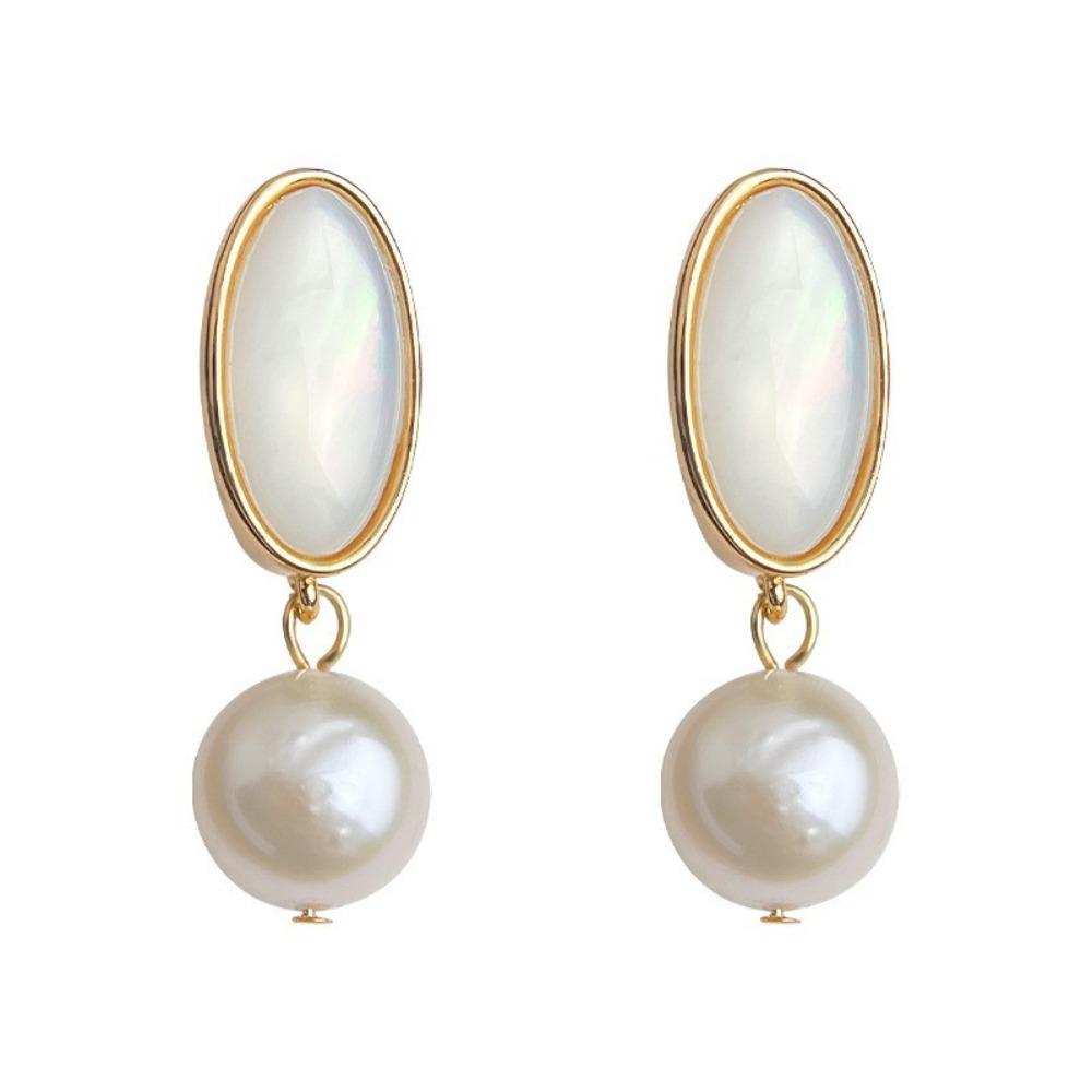 French Light Luxury Baroque Pearl Earrings Personality Fashion Temperament Freshwater Pearl Earrings Retro Earrings High-end Sense