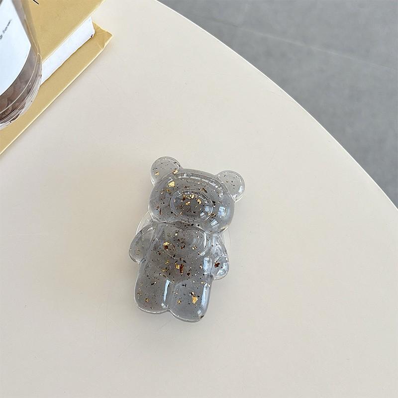 Ins Transparent Bear Mobile Airbag Bracket Korean Gold Foil Back Adhesive Creative Desktop Stable Cross Border Wholesale