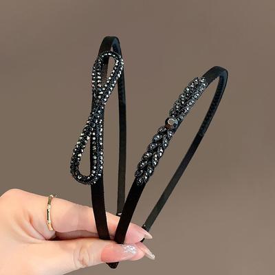 New In Korean Style Hair Bands Accessories Minimalist Rhinestone Bows Hoop Headband Hair Woman  Anti Slip Teeth Girls Headbands