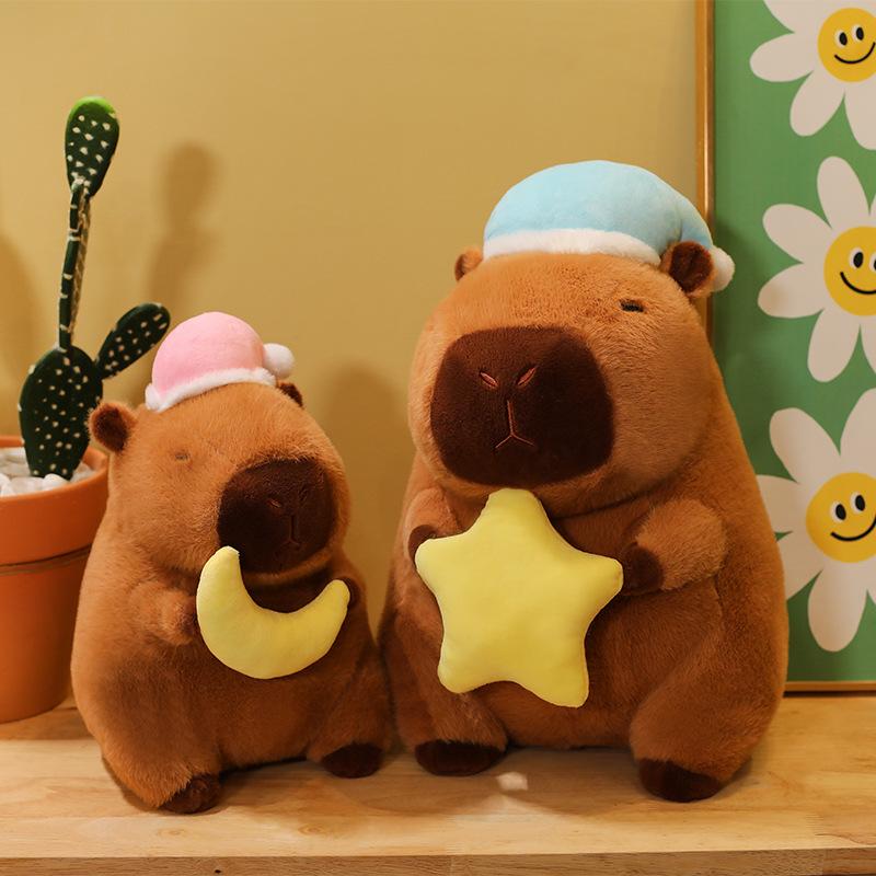 New Good Night Kapibala Doll Plush Toys Girls Nightcap Star Capybara Doll Doll