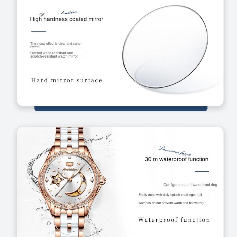 JINSHIDUN marka Star Moon Hollow automatyczny zegarek mechaniczny modny mechaniczny zegarek damski zegarek damski