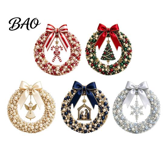 Stress Free DIY Crafting Kit Christmas Pearl Wreath Kit, Handmade Beaded Holiday Door Decor, Decoration Wall Hanging Elegant Craft Project for
