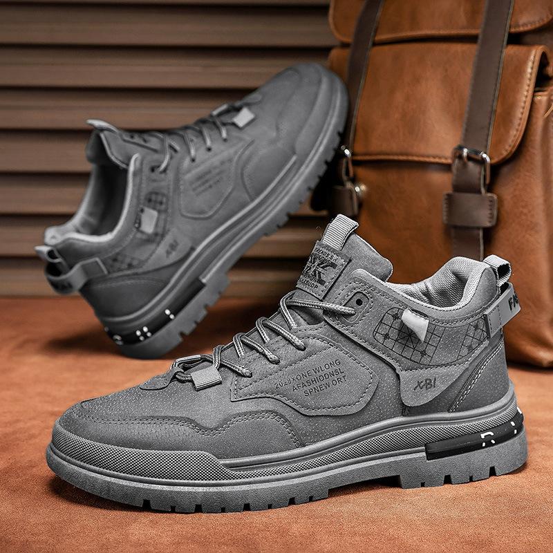 Herren Outdoor Trend Plateau Schuhe Herbst und Winter neue High-Top Martin Stiefel Retro Mode Casual Schnürschuhe