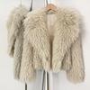 Winter Faux Fur Imitation Tan Lammfell Kurzer Mantel