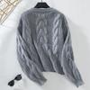 Vintage Autumn Winter Knitwear Loose Long Sleeve O Neck Solid Color Cardigan Sweater Top