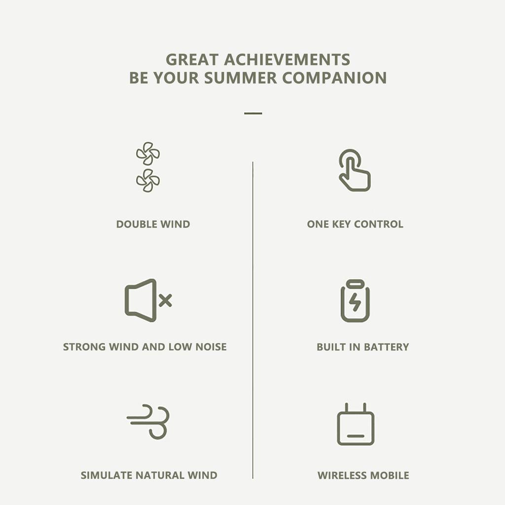 Retro Double-Leaf Tower Fan,Desktop Fan Vertical Portable Charging USB Small Fan