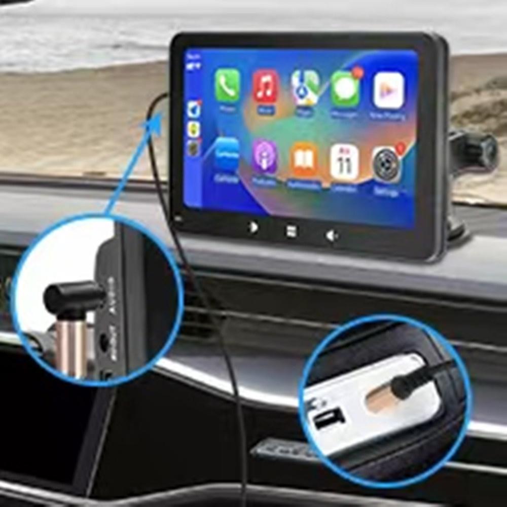 Tragbarer 7" Auto MP5 Multimedia Player Unterstützung CarPlay Android Auto FM+Kamera+Mikrofon