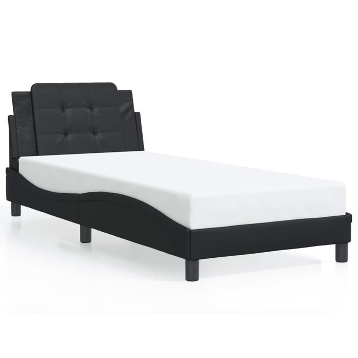 VidaXL Cadre de Lit sans Matelas Zadar, Lit Rembourré, Lit Simple, Lit Adulte de Chambre à Coucher Intérieur, Noir 90x200 cm 3208156