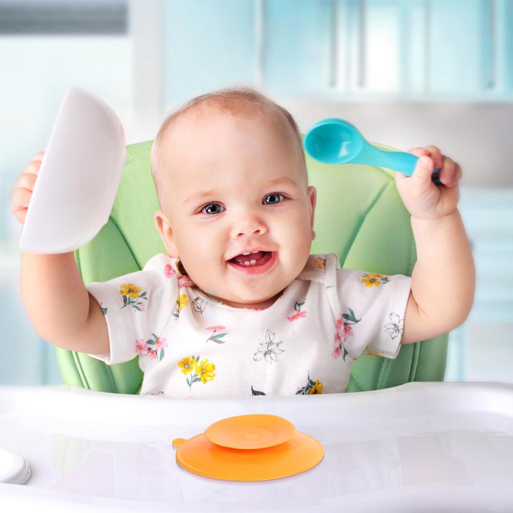 6Pcs Baby Tableware Mat Non-Slip Silicone Suction Placemat Double-Sided Sucker Pads for Plates Bowls Cups Toddler Dining