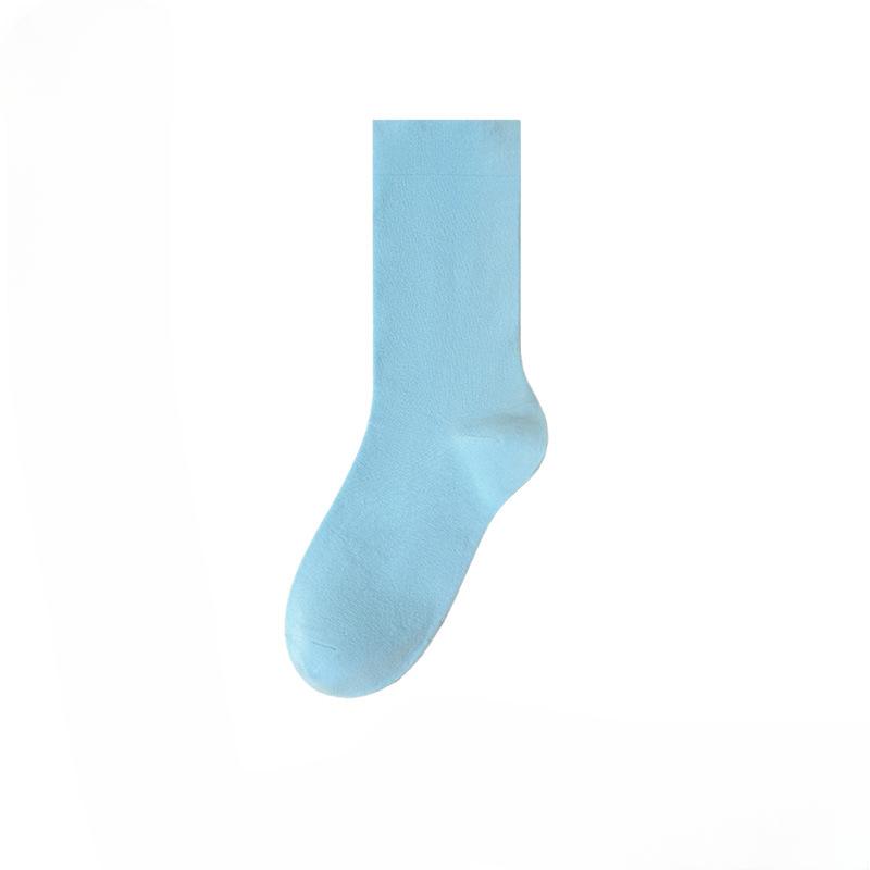 Female Spring and Autumn Pure Color Sweat Absorption Breathable Boneless Month In The Tube Pile Socks