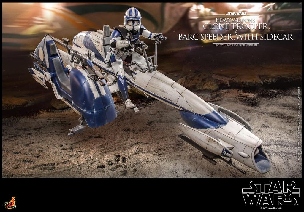 TV Masterpiece Star Wars: The Clone Wars Heavy Weapon Clone Trooper & BARC Speeder (with Sidecar) 1/6 Scale Figure, White, TMS077