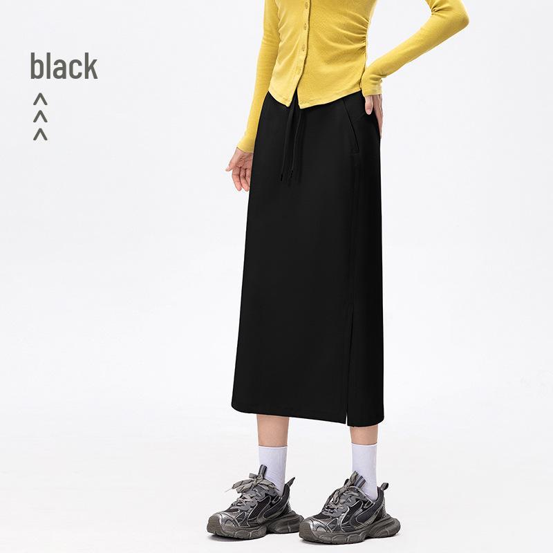 Lulu Style Damen Midi Bleistiftrock mit Kordelzug: Luftig, Lässig, Sportlich mit Seitenschlitzen & Taschen.