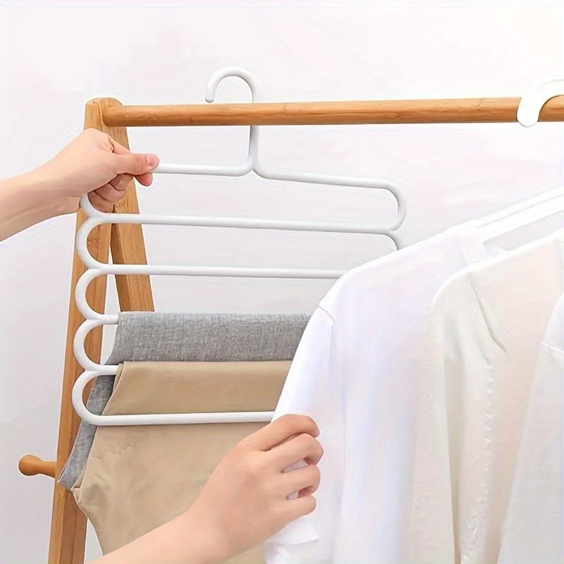 5-layer Pants Hanger Plastic Multi-Layer Pants Rack - Space-Saving, Anti-Slip, And Adjustable Design For Organizing Clothes, Scarves, And Accessories
