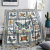 Moroccan Butterfly Print Flannel Blanket, High Quality Comfortable for All Seasons, Home Decor, Warmth and Comfort, Perfect for Christmas Gifts79