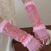 Elegant Lace Gloves With Rhinestone Bow Decor For Weddings Parties And Daily Outfits Soft Nylon Arm Sleeves