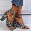 Mlcriyg Summer Women Snake Sandals Platform Heels Cross Strap Ankle Lace Peep Toe Beach Party Ladies Shoes Zapatos De Mujer