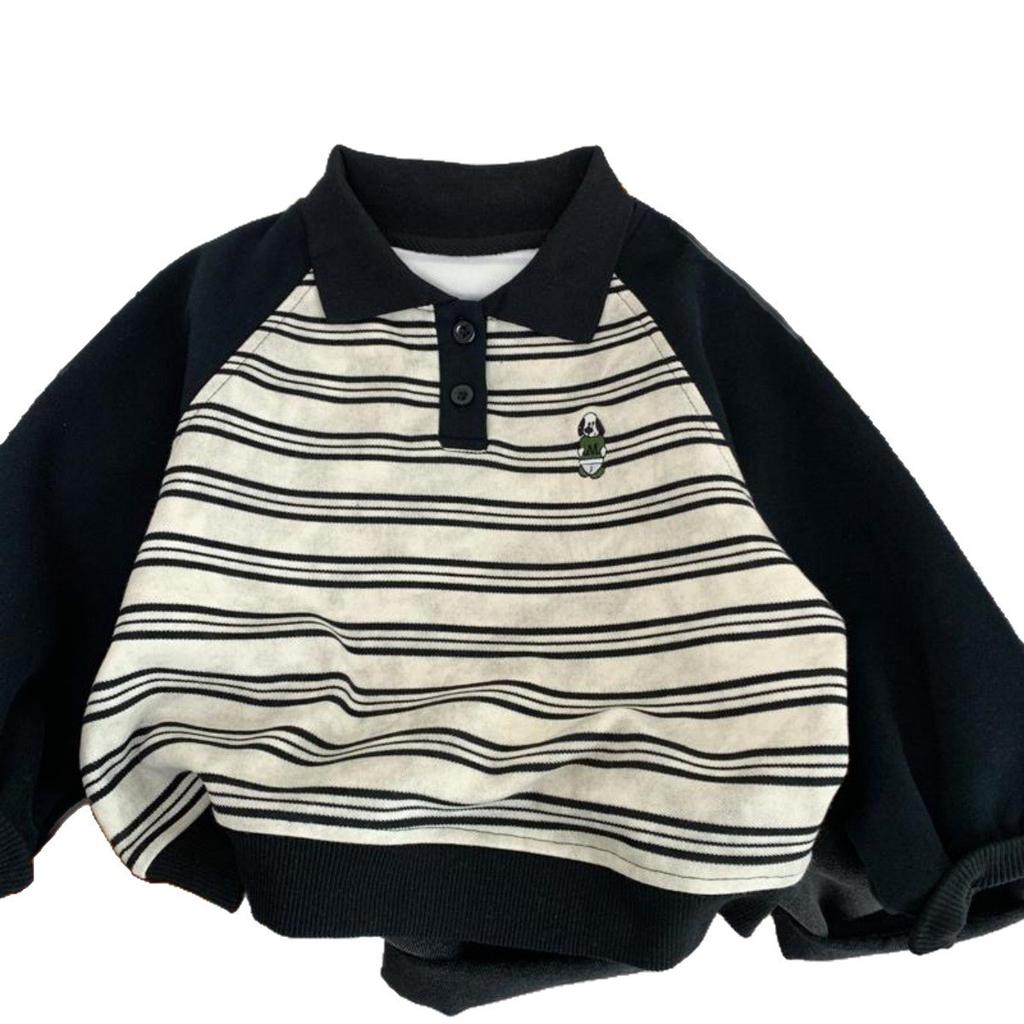 Boys Striped Polo Shirt Spring Autumn Casual Trendy Top for Toddlers and Kids