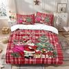 3-teiliges rotes Bettwäsche-Set mit Weihnachtsmann-Print, ohne Füllung, in verschiedenen Größen, Schlafzimmer-Feiertagsbettwäsche-Dekoration, weich, maschinenwaschbar