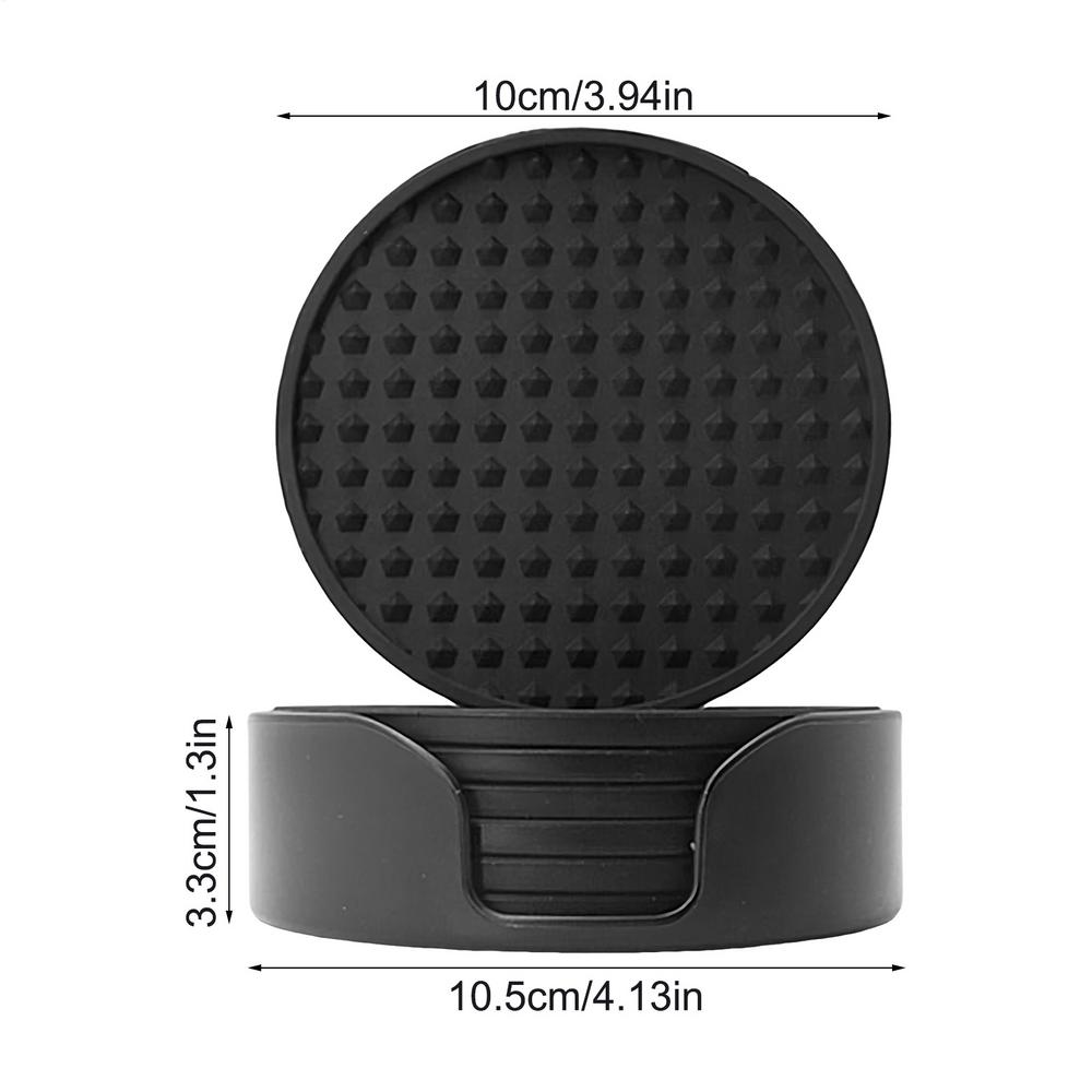 Silicone Coasters Set of 6 with Holder - Non-Slip, Heat-Resistant Drink Pads for Dining Table, Kitchen, Office, Bar & Home Decor