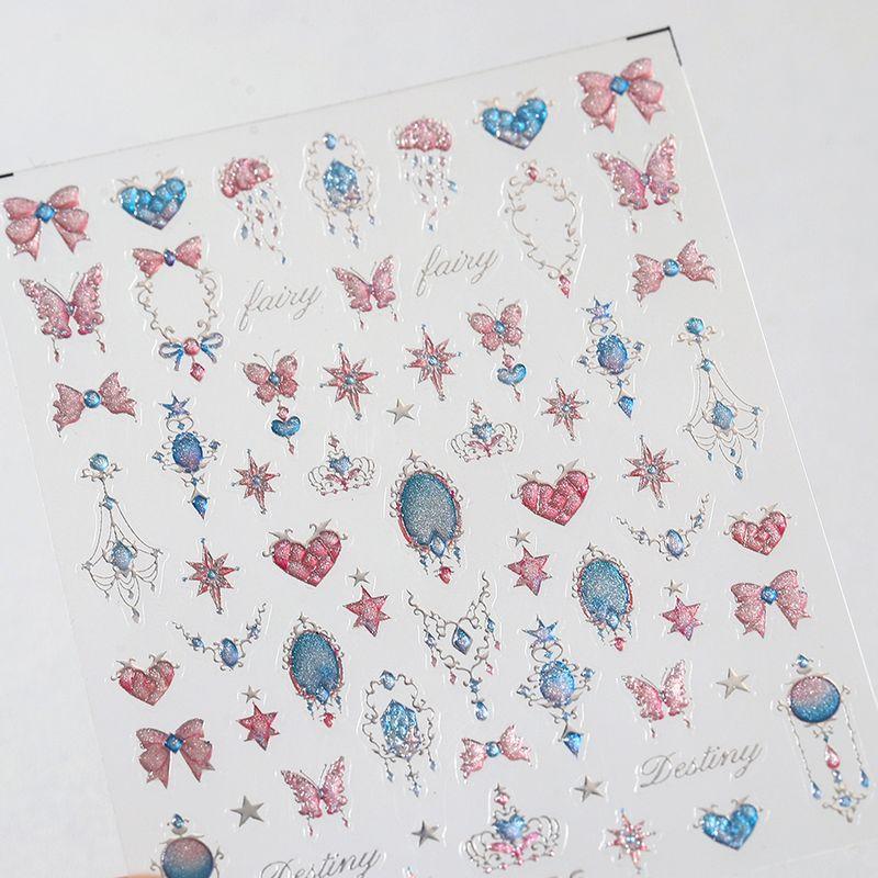 

Hot Silver Bottom Jelly Glue Bows Heart Nail Stickers Waterproof Nail Sticker Decorative Decals Ornament M526 M526 (hot silver bottom Jelly Glue)