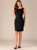 Allegra K Women's Boat Neck Ruched Bodycon Dress for Work or Office, Sleeveless Sheath Dress, Black, Size S