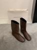 French Minimalist Sleeve Round Head High Boots New Flat Bottom Square Head Loose Knight Boots Women's Knee Boots
