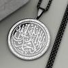 Arabischer Koran Islam Muslimischer Runder Anhänger Halskette Für Frauen Männer Edelstahl Goldfarbe Strasssteine Medaille Glaubenskette Schmuck