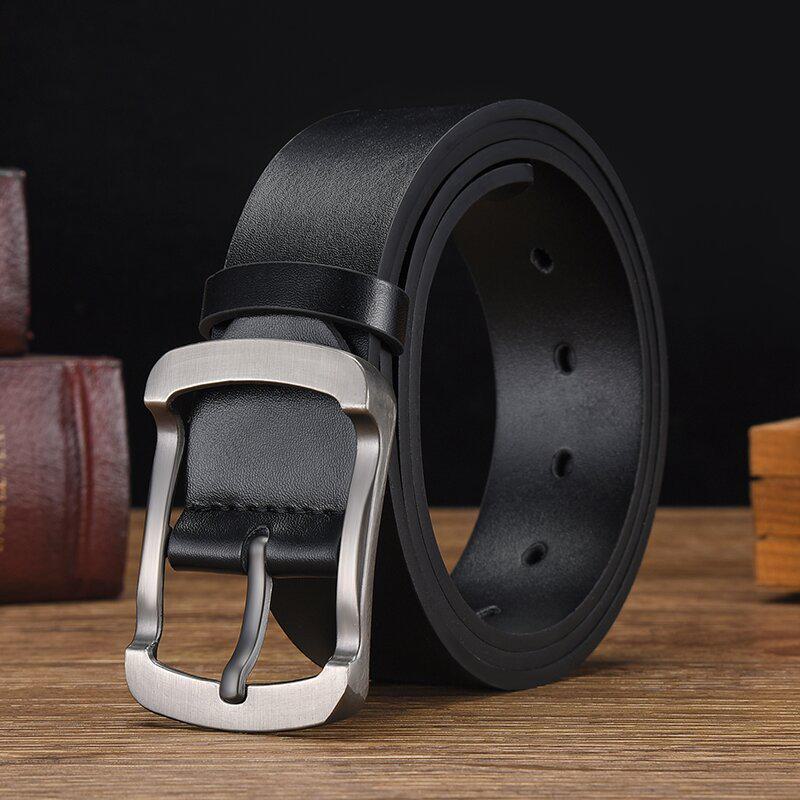 Men's Retro Genuine Leather Pin Buckle Belt for Casual Jeans