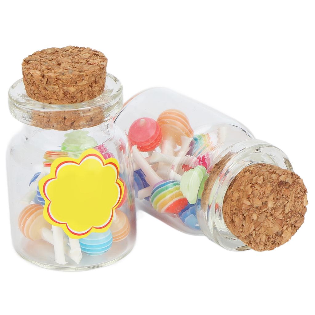 Miniature Dollhouse Food Jar Glass Bottle Dollhouse Simulation Lollipops Model DIY DecorationMedium Can(15 Capsules)