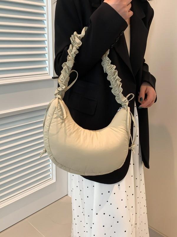 Borsa a Spalla in Nylon 'Cloud' con Design Pieghettato per Uso Quotidiano