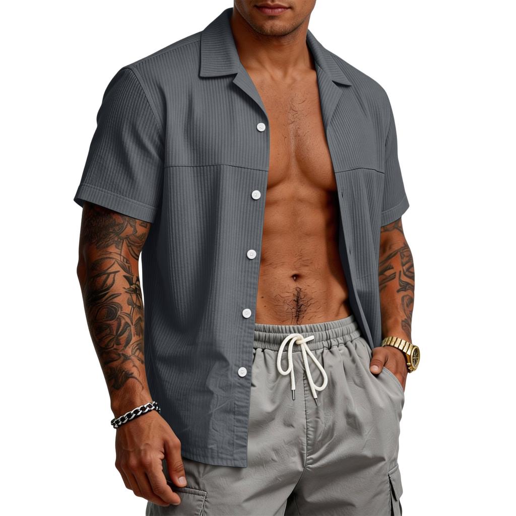 Men's Casual Stretch Short Sleeve Cardigan | Lightweight Fashion Open Front Tops For Daily Wear