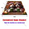 Christmas Theme Two Puppies Drinking Coffee Blanket Warm Soft Luxury Gift for Child Adults Suitable for Home Sofa Travel Camping