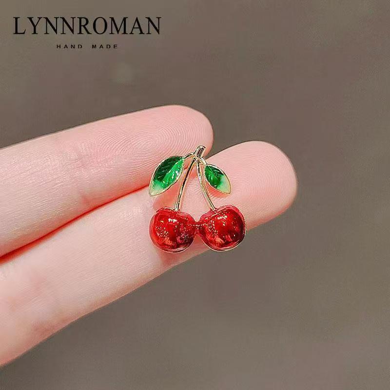 

Trendy Red Cherry & Green Leaf Brooch: Women s Fruit Lapel Pin & Suit Corsage Accessory, Stylish Anti-exposure Buckle