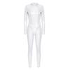 Dame Glinsende Metallisk Helkropps Unitard Langermet Høy Midje Leggings Stil Ryggglidelås Kattedrakt