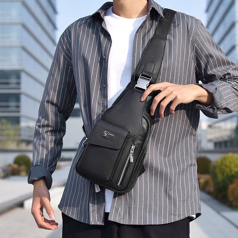 Мужская повседневная нагрудная сумка YUESKANGAROO с фактурой под личи