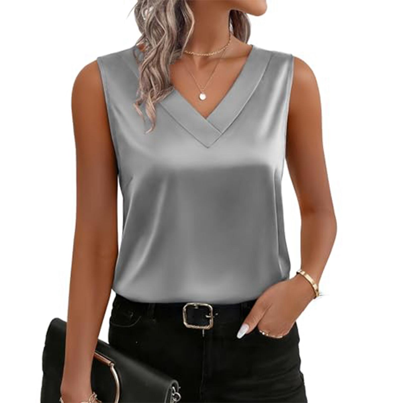

Women s ,color Fashionable Business Work Shirt Formal T,shirt Top XL срібний