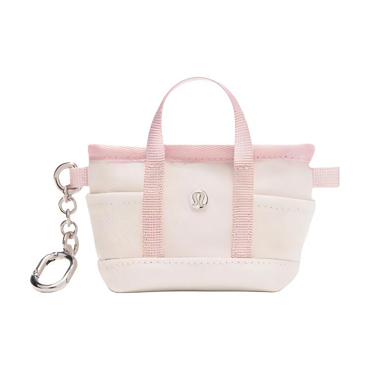 Lululemon Daily Color Block Design Silver Logo Cotton Mini Wallet Women Wallet White Pink LU9CFIS-069516 White & Pink