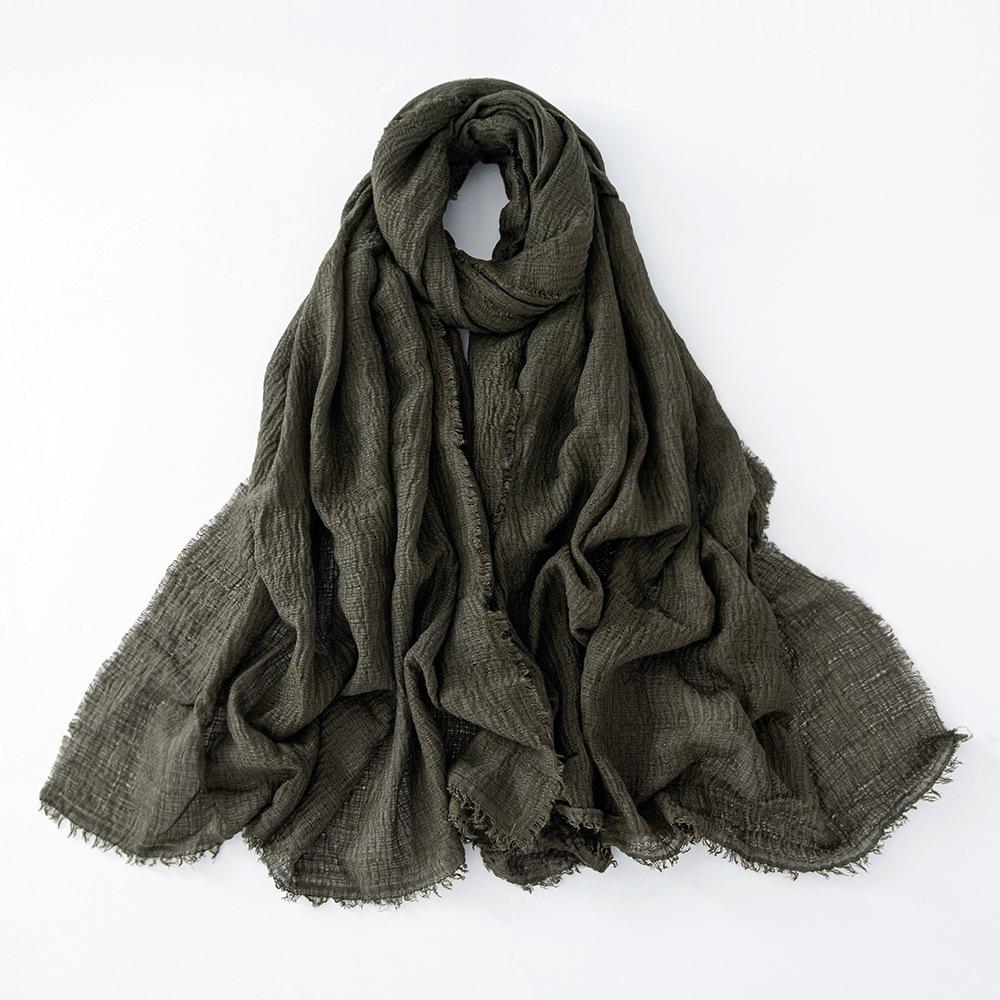 New Cotton Linen Gauze Scarf For Women Girls Spring Autumn Solid Scarves Soft Pashmina Foulard Simple Retro Beard Wrap Shawls