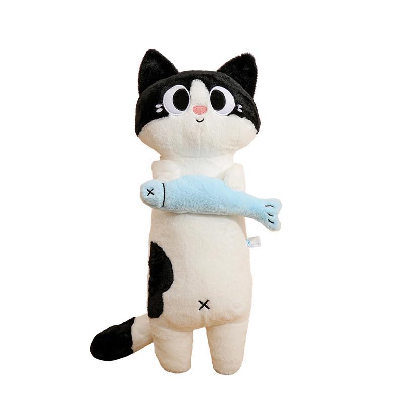 Soft Plush Fish Cat Long Body Pillow For Sleep And Relaxation Girls Side Sleeping Comfort