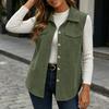 Women's Corduroy Lapel Collar Sleeveless Vest for Casual Commute