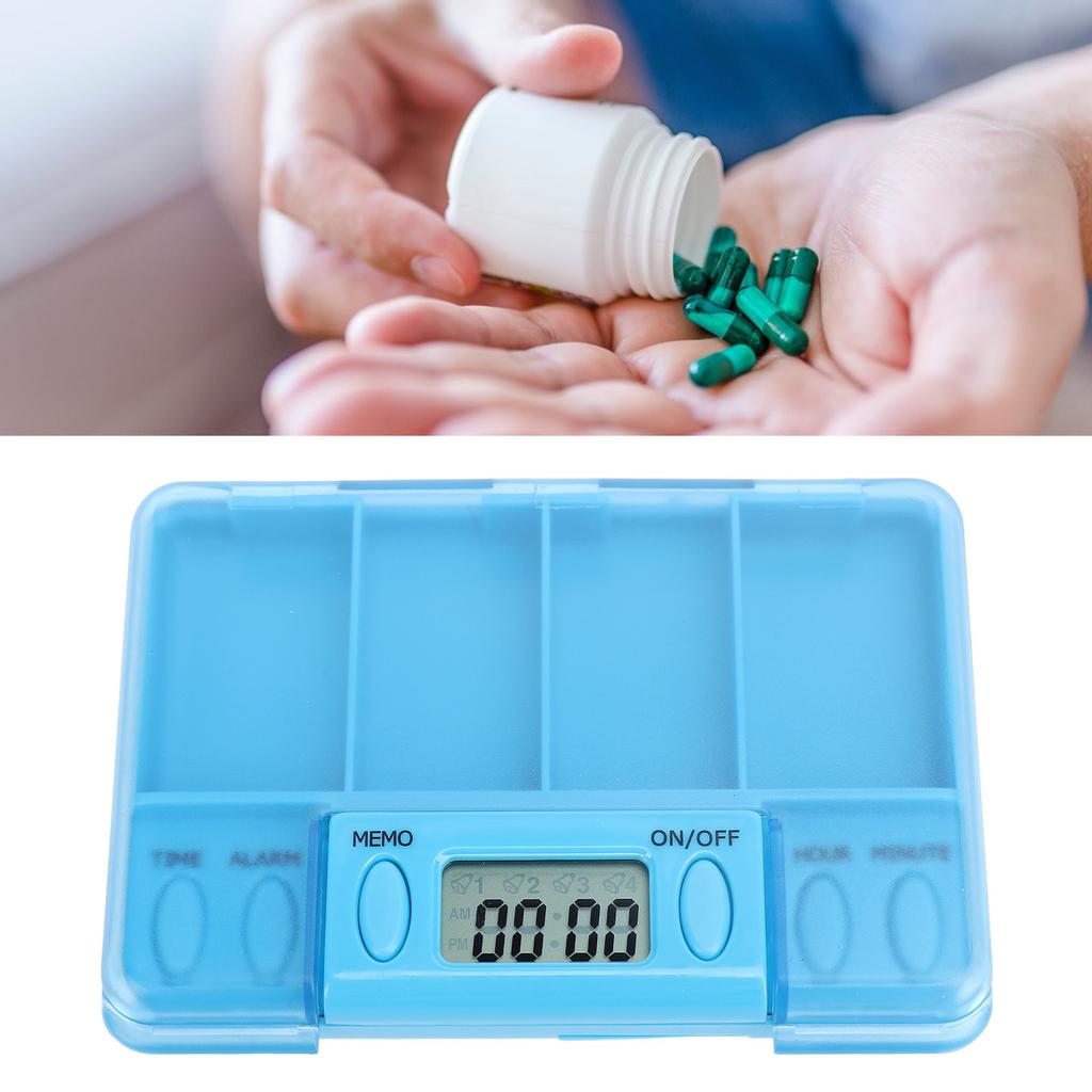 Portable Smart Medication Reminder Box Electronic Medicine Dispenser Digital Medicine Storage Case with Multiple Compartments for Home Travel